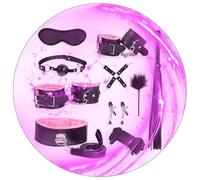 WreGmgg Set De Entrenamiento De Cuero Interior De 10 Piezas para El Entrenamiento De Resistencia, Equipado con Gafas De SueñO, Cuello, Palo De Pluma - D-1 (Rosa)