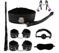 WreGmgg Set Di Sette Pezzi In Cuoio Nero, Guantes Fissi Comodi per L'Allenamento Della Caviglia, Regalo por Pareja - H3