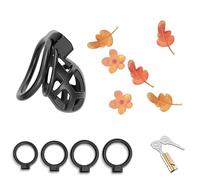 WreGmgg Sexo De La Jaula CláSica De La Resina Negra 4 Diferentes TamañOs De PláStico Interior De Fitness Jaulas Transpirables (con El Anillo De 4 TamañOs), Regalo De Pareja - D8