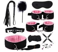 WreGmgg Un Conjunto De 10 Braccialetti Regolabili Rosa, Juguete Sexual por Manos Y Cosas, Accesorios En Piel Negra, Regalo por Pareja por Mujer - H3