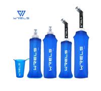 WRELS botella de agua plegable TPU sin BPA matraz blando plegable deporte al aire libre senderismo Camping correr botella de agua suave portátil 250ml 2pcs