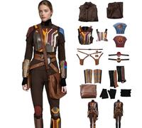 Wren - Disfraz de cosplay de Tano Syndulla Friend, conjunto completo de traje de batalla con armadura y bolsa para Halloween, Comic-Con (marrón, S)