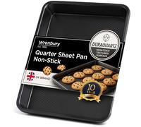 Wrenbury Bandeja para galletas de acero al carbono DuraQuartz texturizada, antiadherente, bandeja para hornear tamaño de un cuarto - 32 x 22 cm