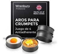 Wrenbury Juego de 4 moldes antiadherentes para tortitas y huevos fritos, moldes para panqueques, fáciles de limpiar, fabricados en Inglaterra y presentados en caja de regalo