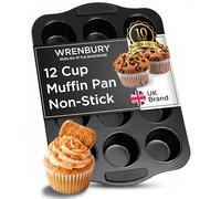 Wrenbury Molde antiadherente para magdalenas de 12 tazas para hornear, tazas de 7,5 cm de profundidad