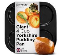 Wrenbury Pro Yorkshire - Bandeja de pudín extragrande con 4 agujeros de 10 cm, antiadherente, bandeja de horno de calibre pesado para Yorkies gigantes