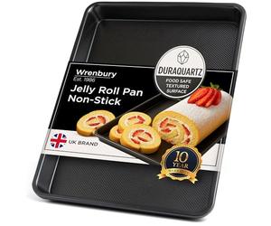 Wrenbury Swiss Roll Tin - Bandeja de acero al carbono DuraQuartz antiadherente para horno, bandeja grande para hornear rulades, 39 x 27 cm