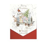 Wrendale Designs by Hannah Dale - Conducir a casa para Navidad - Juego de tarjetas de Navidad - Paquete de 8