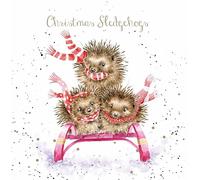 Wrendale Designs by Hannah Dale - Sledgehogs - Juego de cajas de tarjetas de Navidad - Paquete de 8
