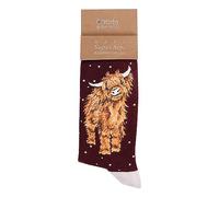 Wrendale Designs Calcetines de Navidad para hombre - Highland Cow, verde, M