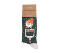 Wrendale Designs Calcetines de Navidad para hombre - Robin, verde, M