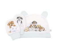 Wrendale Designs Gorro y manoplas para recién nacidos de Hannah Dale Little Paws, Blanco