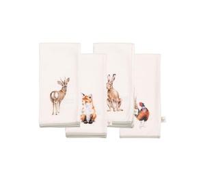 Wrendale Designs - Juego de 4 servilletas de tela de animales del bosque de Woodlanders