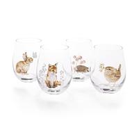 Wrendale Designs Juego de 4 vasos de cristal de animales