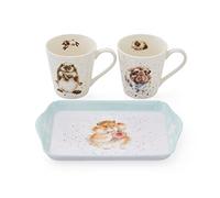 Wrendale Designs Wrendale Diet Starts Tomorrow Juego de Taza y Bandeja (2 Tazas), Melamina, Blanco