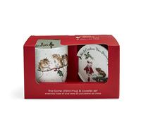 Wrendale Designs - Juego de taza y posavasos Winter Mice