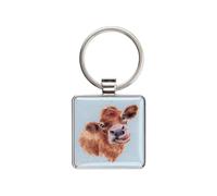 Wrendale Designs - Llavero de vaca "Mooo", azul claro, 40mm x 80mm