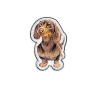 Wrendale Designs - Pin de perro Little Sausage, Aleación de zinc chapada en plata mate