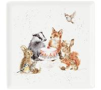Wrendale Designs - Plato cuadrado con texto en inglés Woodland Party