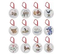 Wrendale Portmeirion Home & Gifts 12 días de Decoraciones navideñas, recuento (Multicolor, 12 Unidades (Paquete de 1))