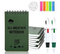 WRENYZK 8 Minibloc De Notas Impermeable Con Dos Lapices De 4 Colores Y Rayas Adhesivas, Bloc De Notas Con Espiral Superior, Libro De Notas De Campo Para Escribir Bajo La Lluvia, Actividades Al Aire