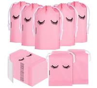 Wresetly 100 unidades de bolsas para pestañas para clientes, pestañas para clientes, cuidado posterior, maquillaje rosa