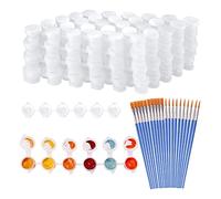 Wresetly 20 tiras, 120 botes vacíos de tiras de pintura y 20 pinceles de pintura, recipientes de almacenamiento de plástico transparente, 3 ml/0.17 onzas