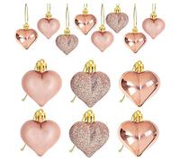 Wresetly 24 adornos de rosa, para San Valentín, con forma de corazón, bolas de bolas para decoración colgante de árbol del hogar, 24 unidades