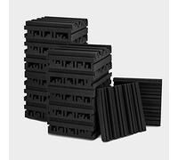 Wresetly 24 paneles de espuma acústica negra, azulejos de cuña de estudio, paneles de sonido, aislamiento acústico, absorción de sonido, 30 x 30 x 5 cm