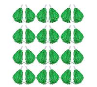 Wresetly 24 pompones de animadora metálicos con de plástico para adultos y niños, animadoras, fiestas, color verde