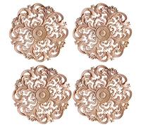 Wresetly 4 unidades talladas Onlay apliques sin pintar apliques vintage estilo europeo tallado pegatinas para decoración de muebles
