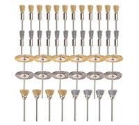 Wresetly 44 piezas Mini Wire Brush Wheel Cup para alambre de acero Set 1/8 (3 mm) vástago para herramientas Power Rotary herramientas de pulido