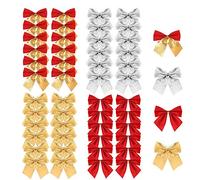 Wresetly 48 unidades de cinta de Navidad con lazos, adornos para árbol de Navidad, decoración de bowknot en relieve, suministros de manualidades (4 colores)
