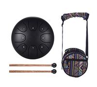 Wresetly 5,5 Pulgadas Mini Tambor de Lengua de Acero 8 Tonos C Key percusion Instrument Hand Pan Tambor con Varillas de Tambor Bolsa de Transporte, Negro