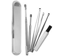 Wresetly 6 unids oído pick set acero inoxidable orejeras espinillas orejeras removedor de cureta removedor de oído cuchara espiral herramienta de limpieza con caso