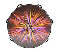 Wresetly 8 Campanas de mano de madera radiante de pandereta con doble , cabeza de tambor reflectante, instrumento de percusión Orff A