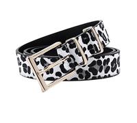Wresetly 85-115cm Cinturón de cuero de leopardo de color para mujer Cinturón de cintura con hebilla cuadrada de metal para jeans, vestido, 95cm