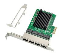 Wresetly - Adaptador de servidor Ethernet RJ-45 de 4 puertos para tarjeta de cubo Gigabit interfaz PCI-E X1