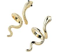 Wresetly Anillos de serpiente 3D, anillo abierto ajustable simple personalizado, dedo medio, dedo pulgar anillo animal Halloween (dorado)