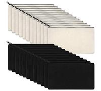 Wresetly Bolsa de lona para cosméticos, bolsa de lona, de cremallera, estuche para lápices, en , para manualidades, bolsa de cosméticos, bolsa de manualidades, 24 unidades, Negro y