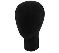 Wresetly Cabeza de Maniquí de Espuma de Poliestireno de Cabeza Escaparate de Gafas Titular de Peluca Con Soporte de Base - Negro, 37cm