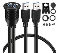 Wresetly Cable de extensión de 2 puertos Dual USB 3.0 AUX para montaje en salpicadero de coche, barco, 3 pies