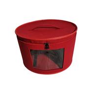 Wresetly Caja Organizadora de Sombreros, Caja de Almacenamiento Redonda Plegable, Tapa, Sólido, Rojo, 43 x 26,5 cm