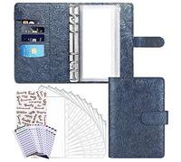 Wresetly Carpeta con cremallera, en efectivo, 8 transparentes, carpeta con 6 anillas, 2 etiquetas autoadhesivas