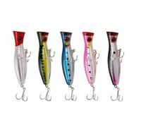 Wresetly Cebo para pesca superficial - Popper - Paquete de pesca de pesca - pesca de mar - 5 unidades - 12,5 cm y 40 gramos