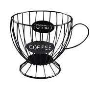Wresetly Cesta de almacenamiento de cápsulas de café, cesta de café, organizador de almohadilla de café, soporte para almohadilla de café, accesorios de café (negro)