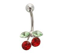 Wresetly El Anillo del Ombligo del Boton de Piercing del Cuerpo de Acero Cereza