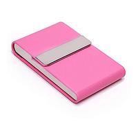Wresetly Estuche para tarjetas de visita de PU para hombre y mujer, fina profesional para visitar tarjetas con magnético, color rosa, Rosa., Elegante