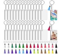 Wresetly Juego de 120 llaveros de sublimación con espacios en rectangulares de sublimación para manualidades