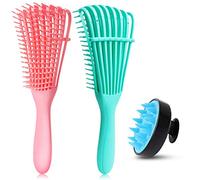 Wresetly Juego de 3 cepillos desenredadores para el cabello, cabeza y piel, masajeador, cepillo desenredante para desenredar el cabello 3A 4C cepillo rizado